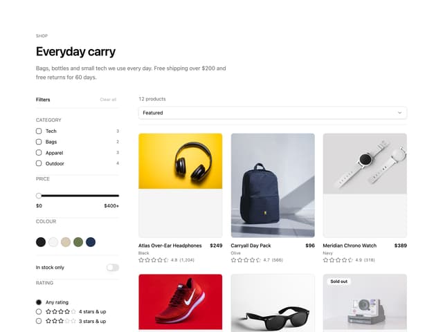 Ecommerce Category Page — Ecommerce component for React & Tailwind by hirael