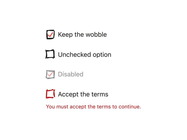 Hand-Drawn Checkbox — Hand Drawn component for React & Tailwind by kanchanasw