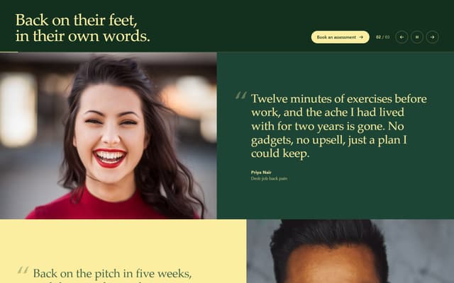 Testimonial Carousel Section — Chart component for React & Tailwind by Kedhareswer Naidu