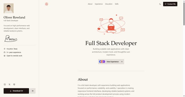 Developer Portfolio Template with Sticky Sidebar - React & Next.js website template by Kedhareswer Naidu