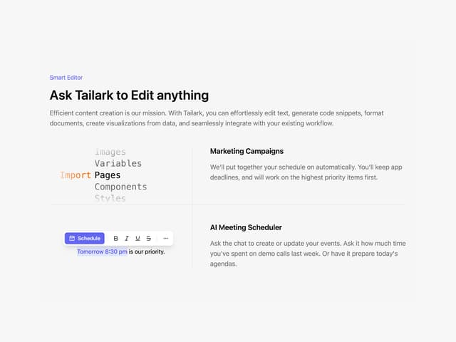 Content Section — Block component for React & Tailwind by Méschac Irung