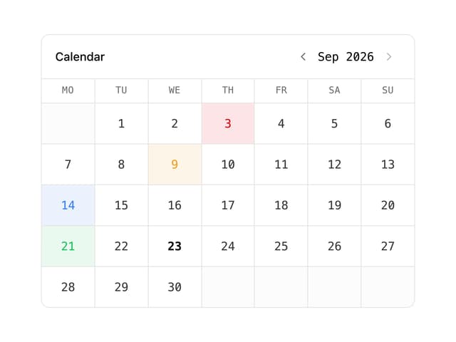 Status Calendar