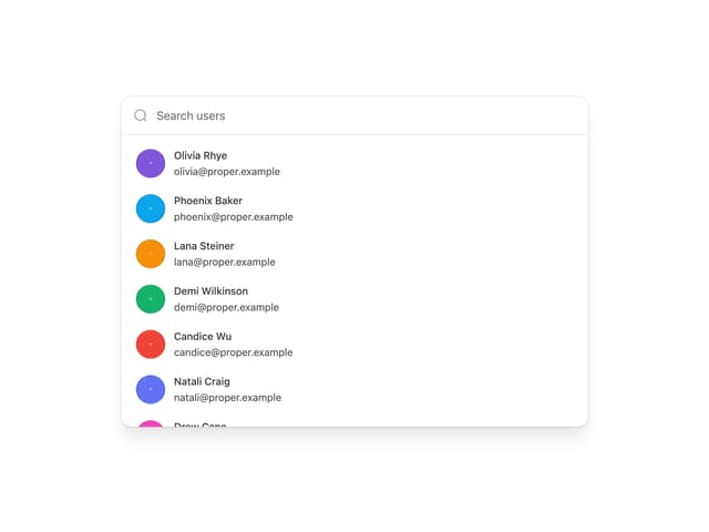 Command Menu — Team component for React & Tailwind by properui