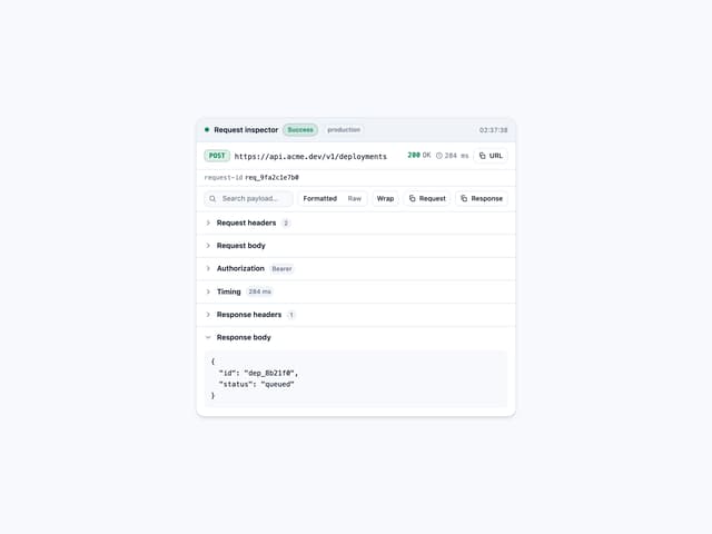 API Request Inspector — Devtool component for React & Tailwind by Mehi