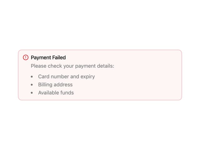 Destructive Alert with Action List — Error component for React & Tailwind by Sean Hello