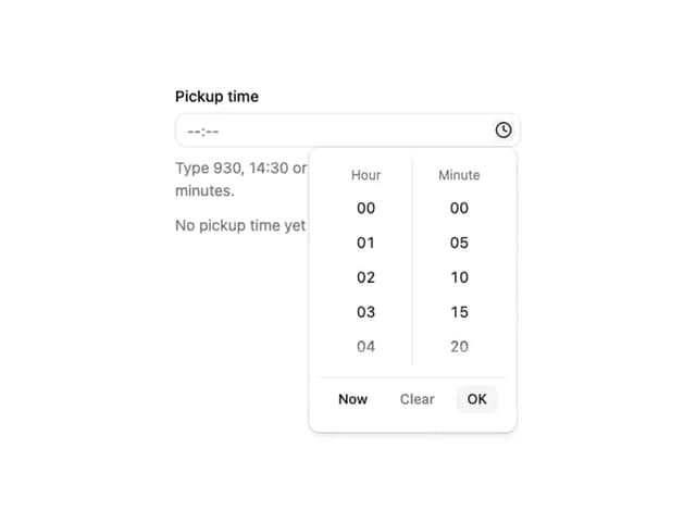 ReUI time picker - Typable time input — Interactive component for React & Tailwind by Sean Hello