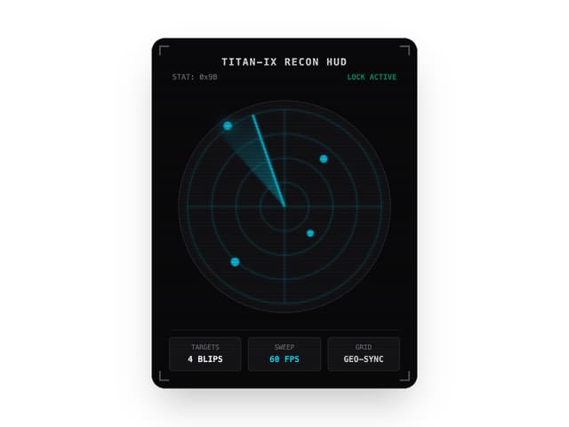 Cyberpunk HUD Radar — Canvas component for React & Tailwind by Shaswat Raj