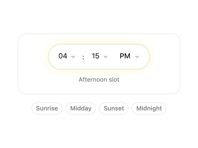 Flip Clock Daypart Picker — Clock component for React & Tailwind by ShadcnSpace