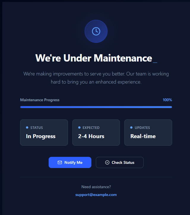 Scheduled Maintenance Card