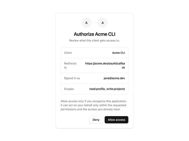 OAuth Consent Card — Authentication component for React & Tailwind by Supabase