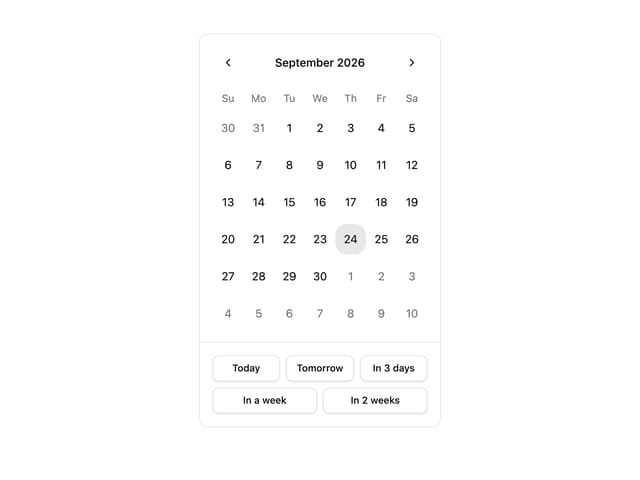 Calendar Presets — Date Picker component for React & Tailwind by uiable
