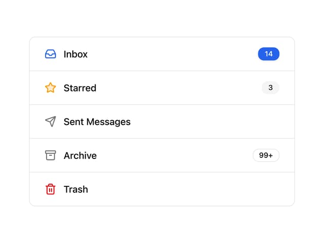 List Group Badge — Inbox component for React & Tailwind by uiable