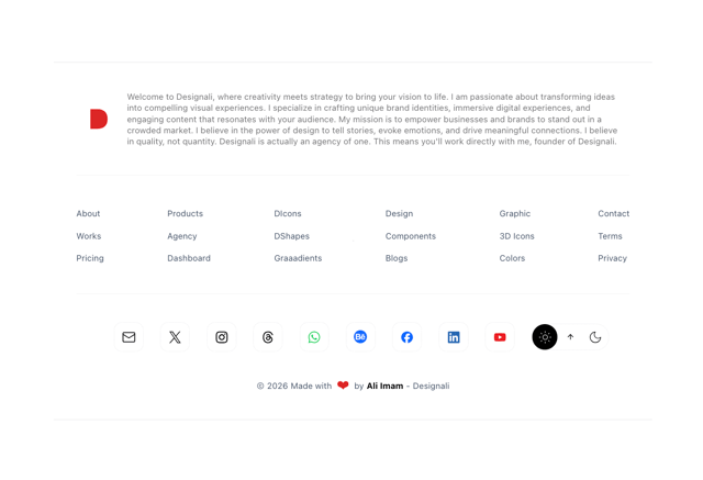 Footer — react footer component component for React & Tailwind by Ali Imam