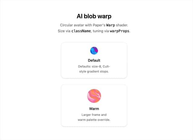 AI Blob Warp Avatar — Blob component for React & Tailwind by cult/ui
