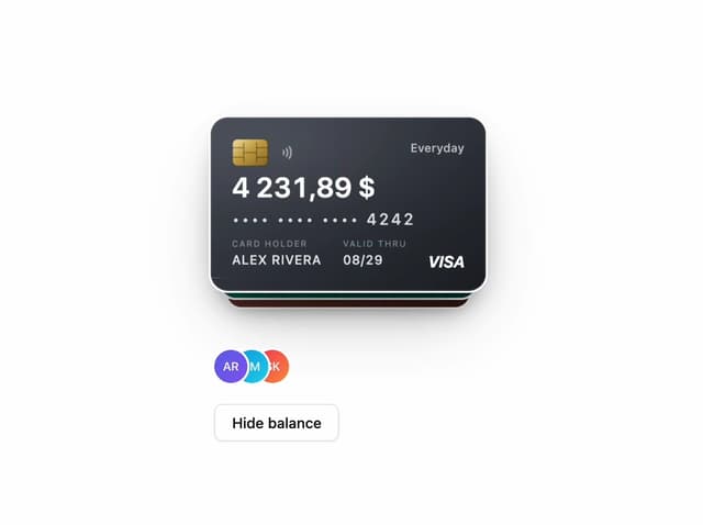 Wallet Card — Stacked Card component for React & Tailwind by Edu Calvo