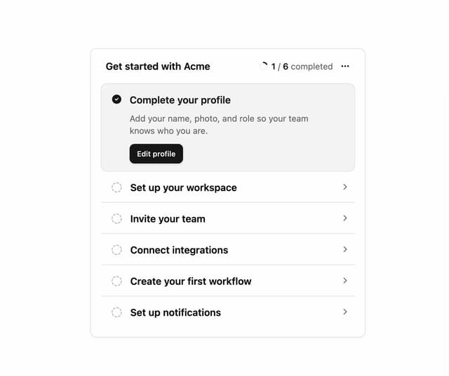 Onboarding Checklist — Checklist component for React & Tailwind by Ephraim Duncan