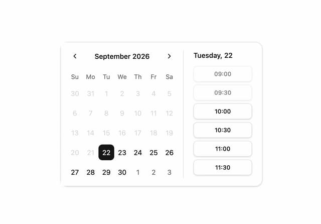 Preset Time Selection Calendar — Date Picker component for React & Tailwind by Sean Hello