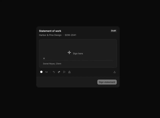 ReUI signature pad - Signing workspace — Input component for React & Tailwind by Sean Hello