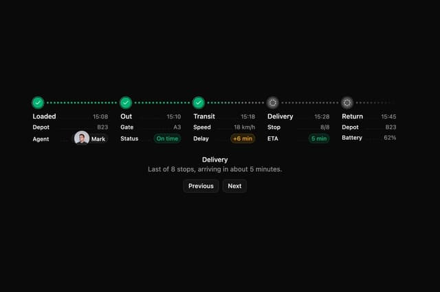 ReUI stepper - Stepper with key-value stage details — React component for Tailwind & Next.js by Sean Hello