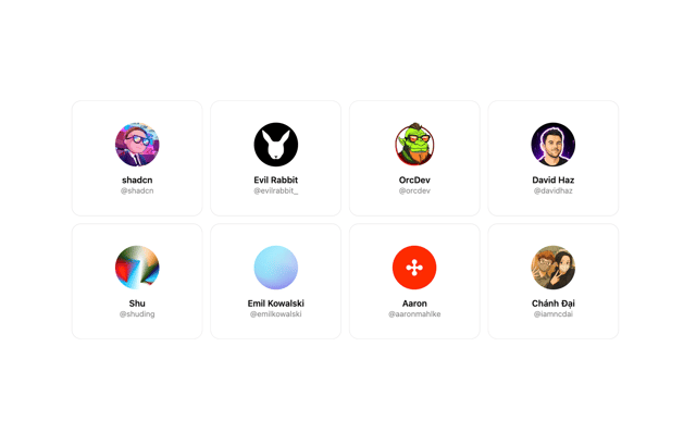 Team Section with Glow Cards — About component for React & Tailwind by Chánh Đại