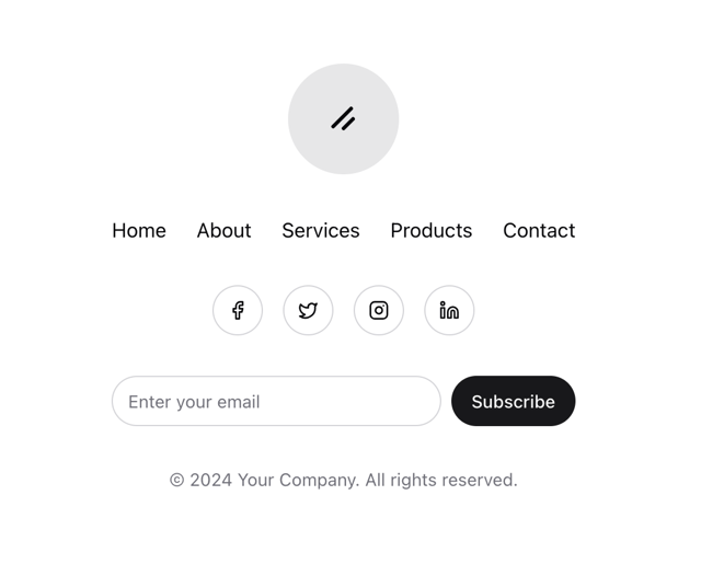 Stacked Circular Footer — react footer component component for React & Tailwind by Arihant jain