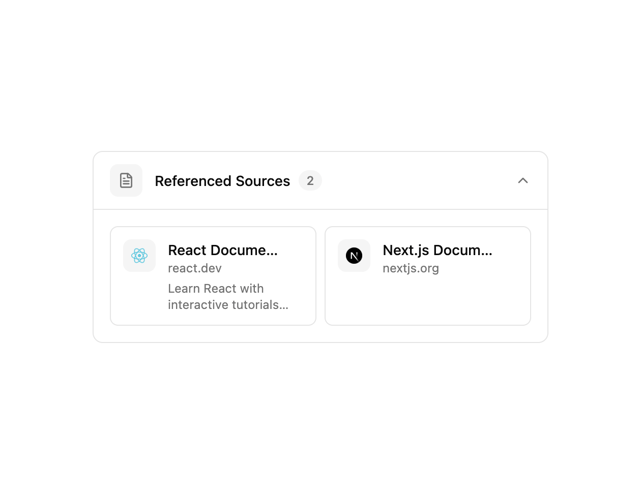 AI Sources — AI Chat component for React & Tailwind by Cameron Kelliher