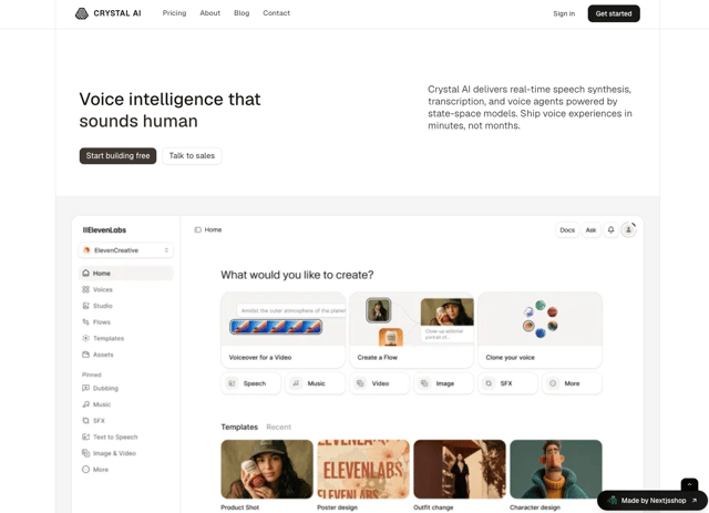 Crystal-AI - React & Next.js website template by nextjs shop