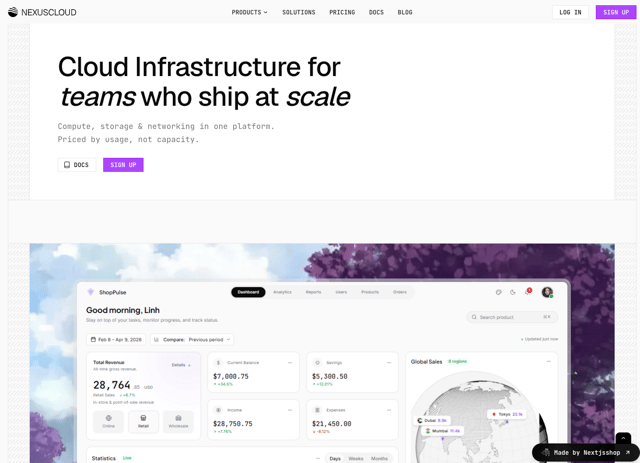 Nexuscloud - React & Next.js website template by nextjs shop