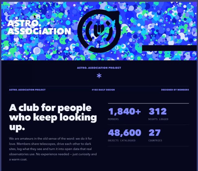 About Section with Bubble Band and Stats — Bubble component for React & Tailwind by Kedhareswer Naidu