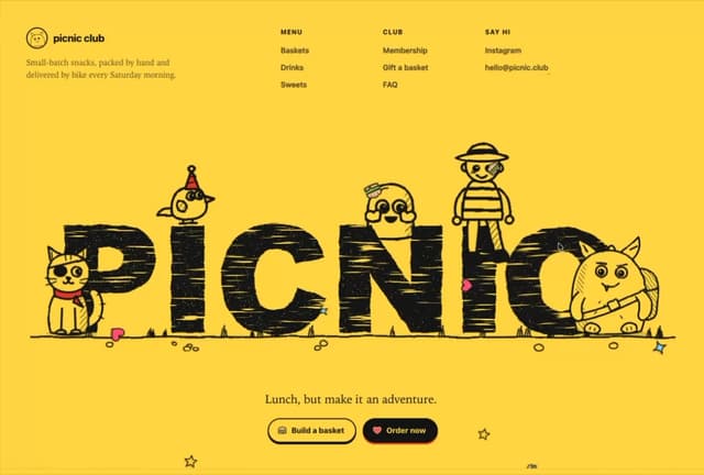 Illustrated Yellow Footer for Food Brands — Animated component for React & Tailwind by Kedhareswer Naidu
