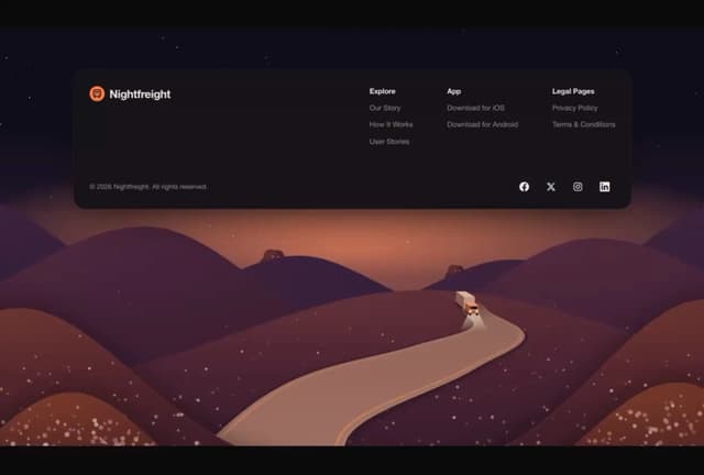 Animated Landscape Footer with Truck — Animated component for React & Tailwind by Kedhareswer Naidu