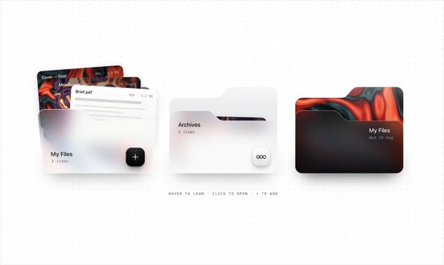 Glassmorphism Folder Cards — Card component for React & Tailwind by Kedhareswer Naidu