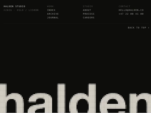 Halftone Wordmark Footer — Footer component for React & Tailwind by Kedhareswer Naidu