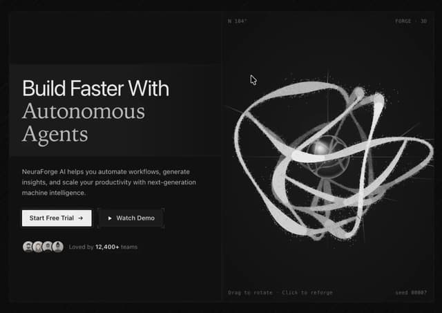 SaaS Hero Section with 3D Sculpture — Hero component for React & Tailwind by Kedhareswer Naidu