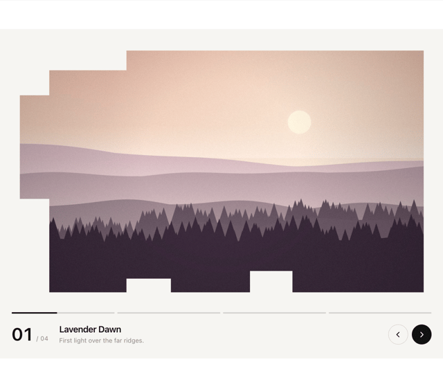 Stepped Morph Image Slider — Gallery component for React & Tailwind by Kedhareswer Naidu