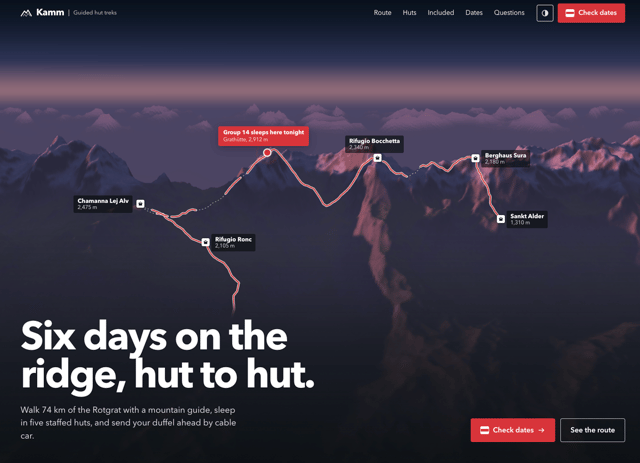 Hiking Tour Landing Page - React & Next.js website template by Kedhareswer Naidu
