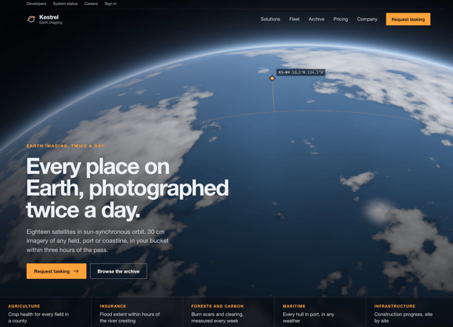 Satellite Imaging Landing Page - React & Next.js website template by Kedhareswer Naidu