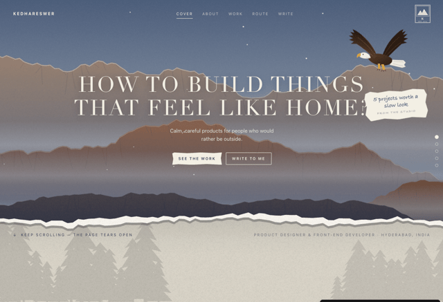 Scroll Tear Portfolio Website Template - React & Next.js website template by Kedhareswer Naidu