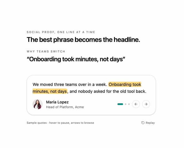 Highlight Testimonial Section — Testimonials component for React & Tailwind by DHxWhy