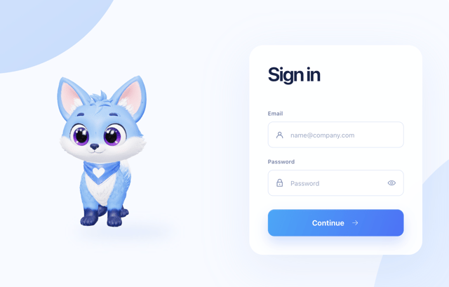 Fox Mascot Sign In — 3D Hero component for React & Tailwind by Maxim