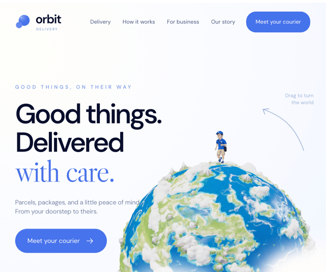 Orbit Delivery Hero — 3D Hero component for React & Tailwind by Maxim