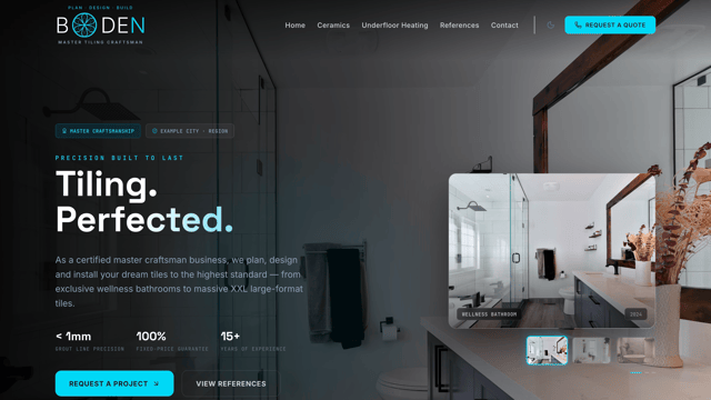 Craftsman / Contractor Landing Page - React & Next.js website template by Pantokrator