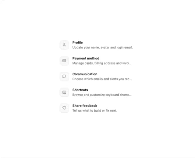 Preferences Card — Menu component for React & Tailwind by Savva Sicevs