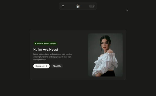 Ava - Portfolio Template - free React & Next.js website template by Emmanuel Ajako