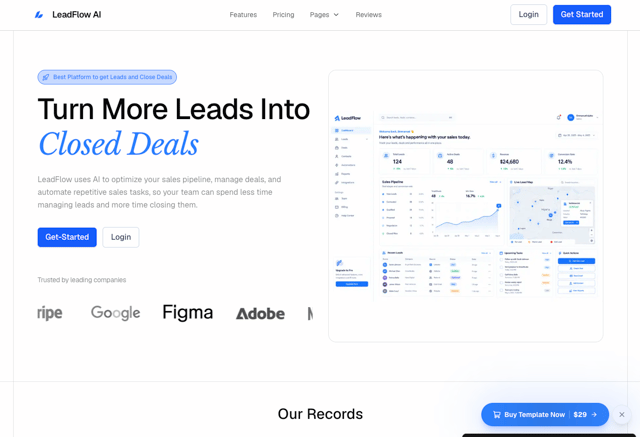 LeadFlow AI - React & Next.js website template by Emmanuel Ajako