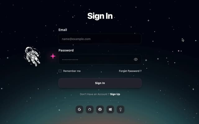 Space Login — React component for Tailwind & Next.js by mohammad