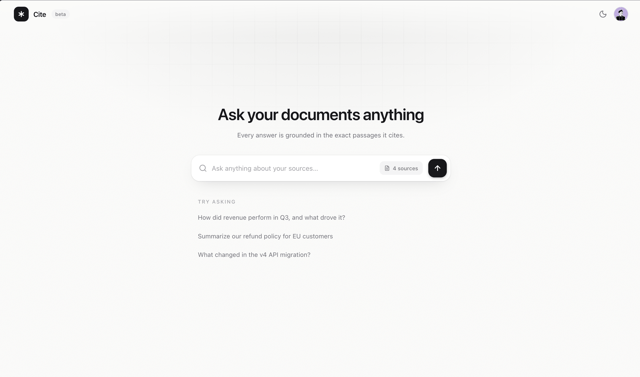 Cite - AI Answer with Citations - React & Next.js website template by Kiki