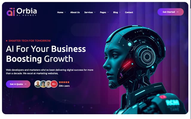Orbia - AI Agency & Technology ReactJS Template - React & Next.js website template by ThemeServices