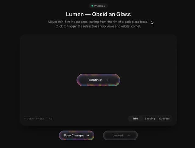 LumenButton — Shader component for React & Tailwind by anark