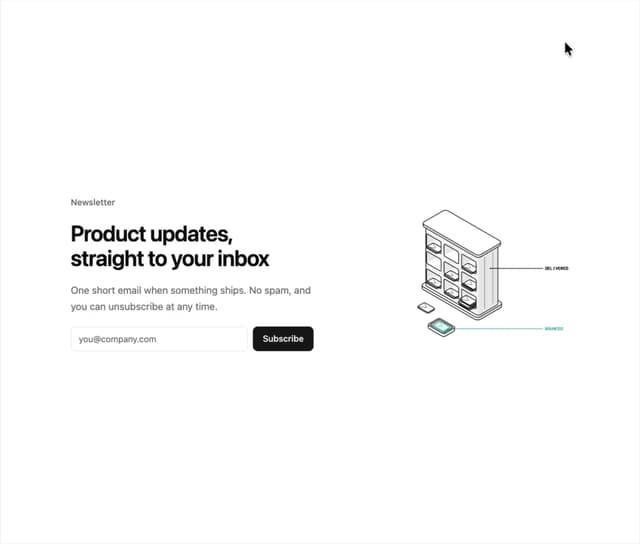 Illos Email Signup — isometric component for React & Tailwind by Naved